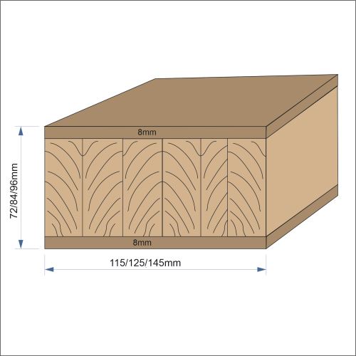 Sendvičový hranol Dub průběžný 72x115x1700 A