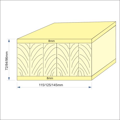 Sendvičový hranol Smrk průběžný 72x115x1000 A