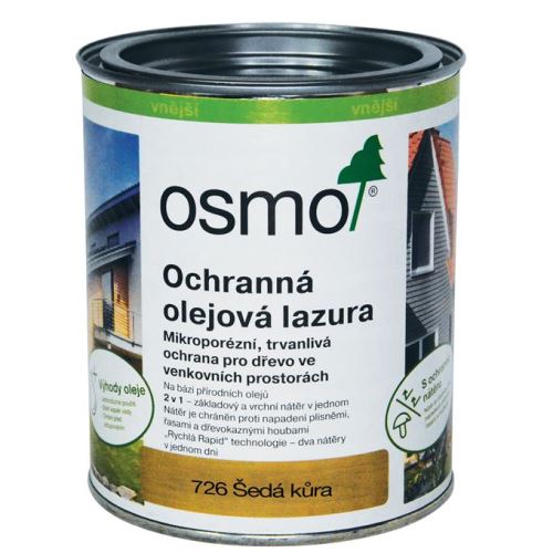 726 Ochranná olejová lazura, Šedá kůra 0,75 l